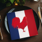 Preview: Paviot, Serviette, bedruckt mit Coq-Hahn in weiß rot blau,style